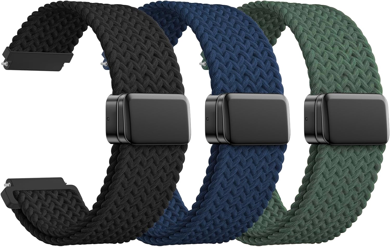 JNN Quick Release Watch Band - Magnetic 18mm 20mm 22mm Braided Nylon Watch Bands, Adjustable Elastic Nylon Watch Straps Replacement Wristband for Men Women