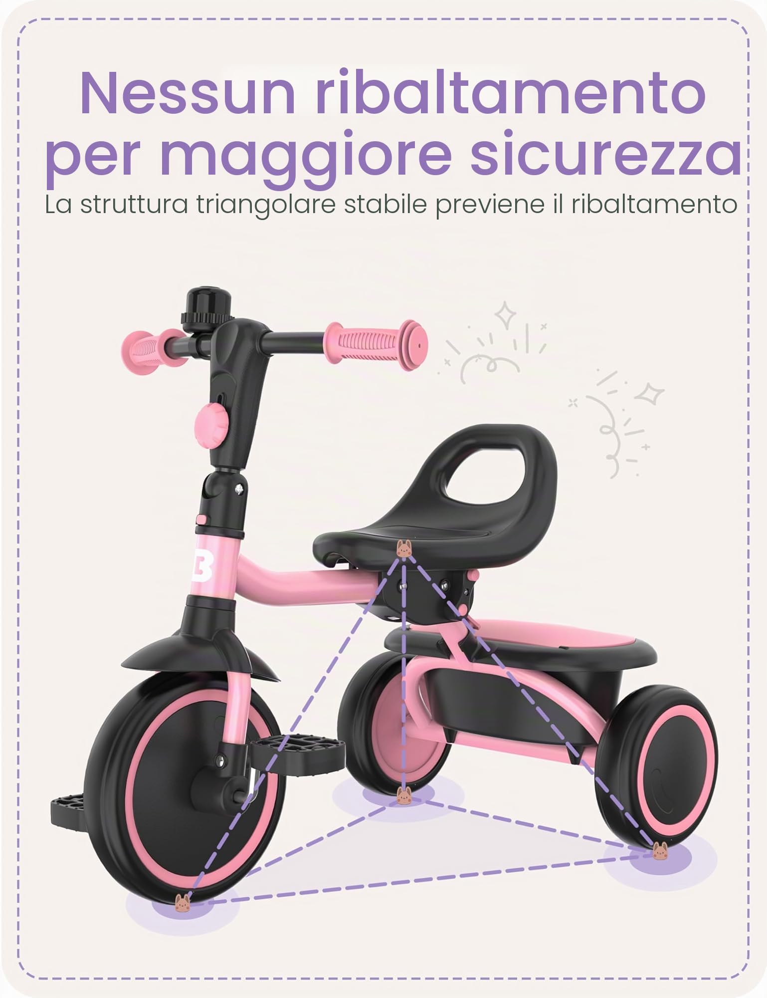 besrey Tricicli per bambini dai 24 mesi ai 5 anni, triciclo per bambini da 2 a 5 anni, triciclo per bambini, regalo e giocattoli per ragazzi e ragazze, tricicli per bambini
