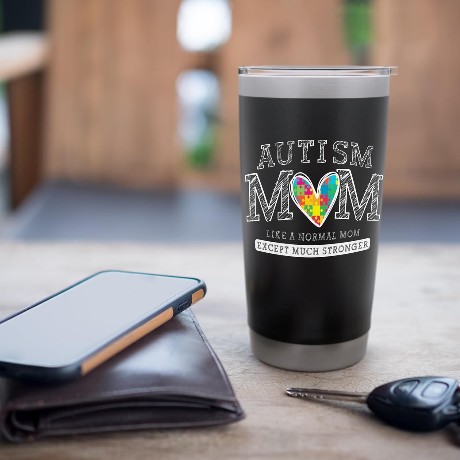 Autism Mom Autism Awareness Women Autistic Art Mental Health Stainless Steel Insulated Tumbler - Image 7