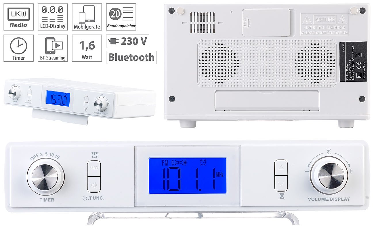 auvisio Radios de Cocina - Radio de Cocina: Radio de Cocina empotrada, Sintonizador PLL para FM/Am, Altavoces estéreo (Infraestructura, Pastel)