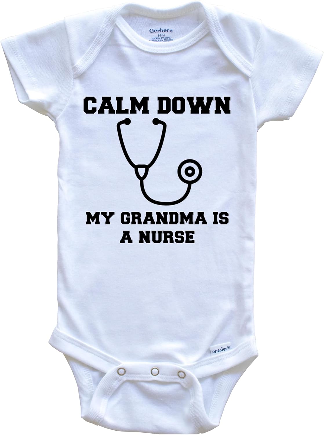 Calm Down My Grandma is A Nurse Funny One Piece Baby Bodysuit