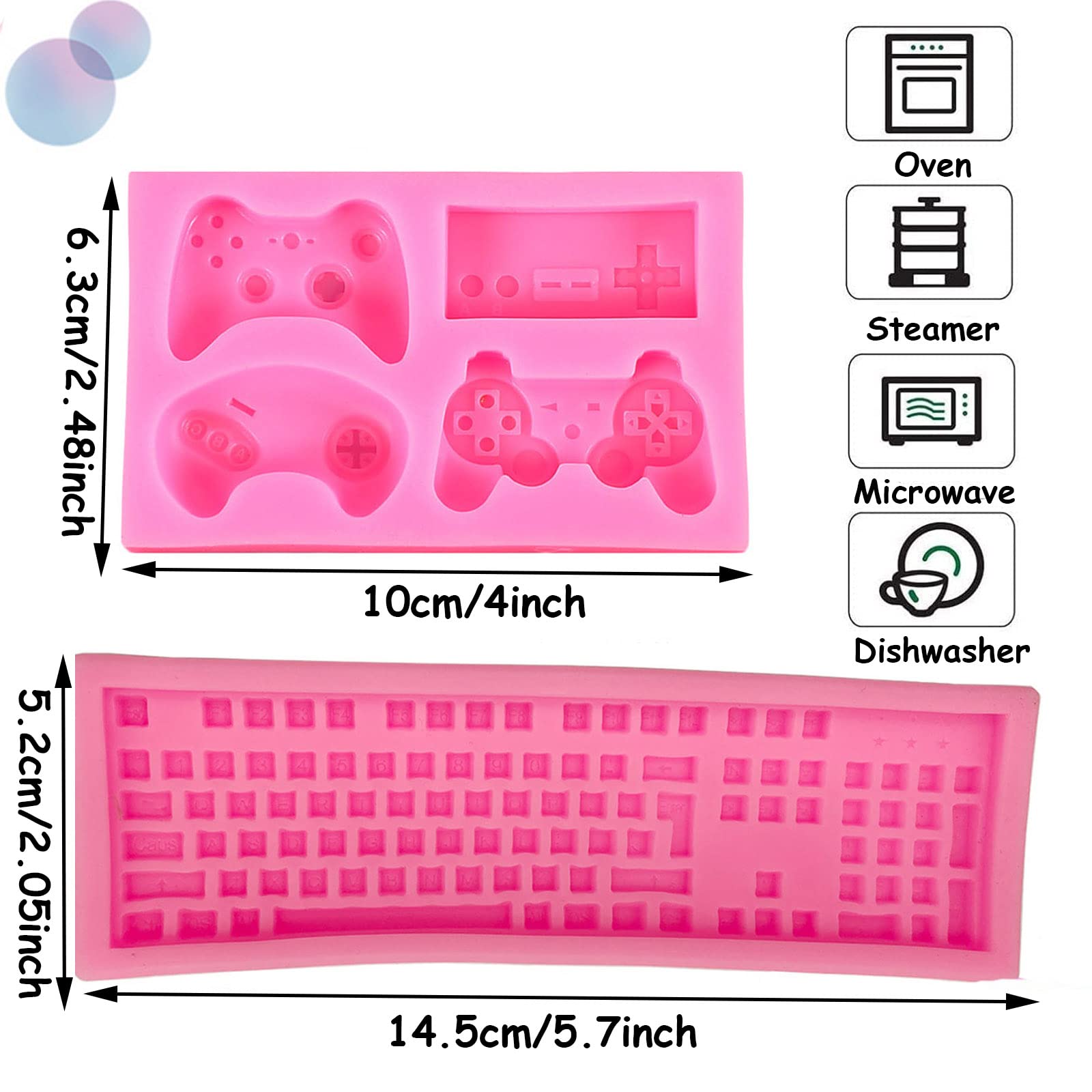 HiParty Stampo In Silicone A Forma Di Controller Per Videogiochi - Set Da 2 Per Cupcake, Decorazioni Torte E Feste A Tema Gaming - 4