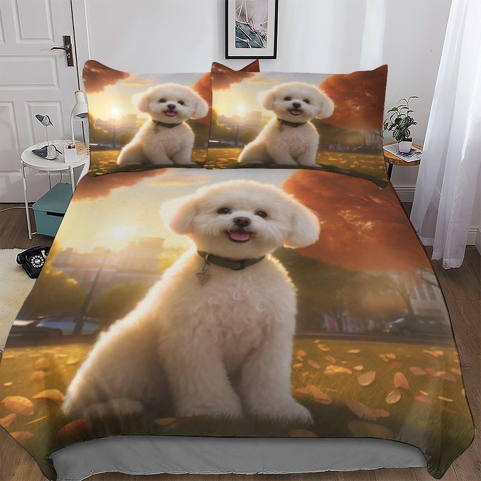 Ppzyy Boys Bichon Frises Duvet Cover Print Bedding Comforter Cover For And Girls Soft Microfiber Quilt Cover 3 Piece With Pillowcase Double (200X200cm)