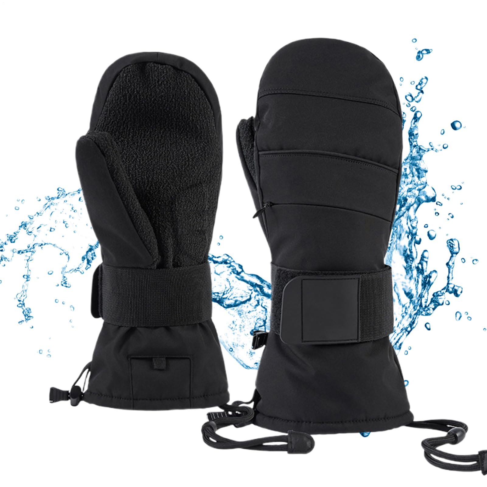 Guanti da moto per tempo freddo – Guanti termici touch screen, guida invernale | con protezione da polso foderata in pile da uomo, ciclismo, guida, escursionismo, neve, avventura all'aperto