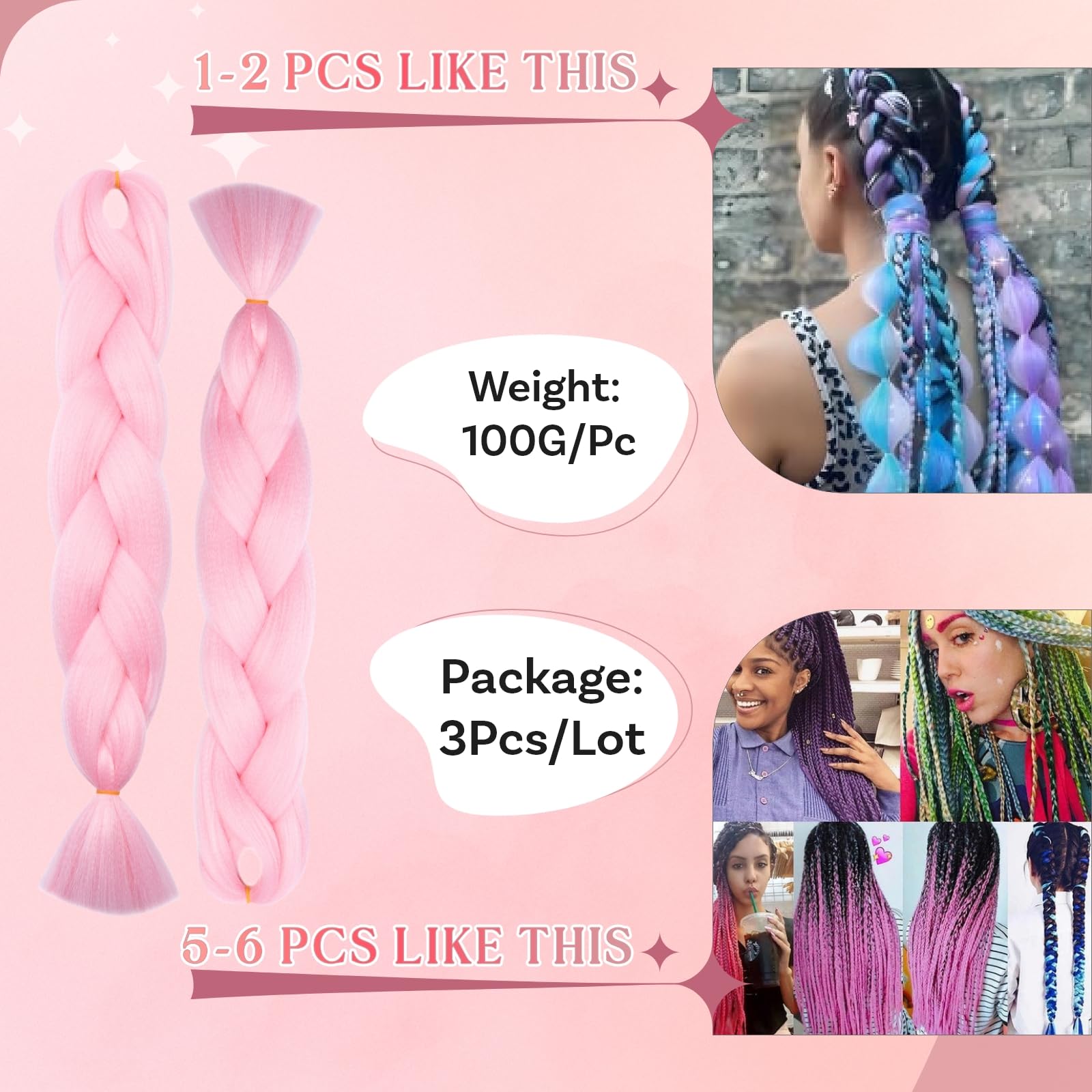 SEGO Pro Braiding Hair Extensions 24 Inch Yaki Synthetic Jumbo Box Braid Hair for Crochet Twist Braids for Women Pack of 3 (Ash Blonde) - Image 3