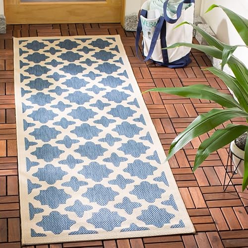 Vista 9 de Safavieh Courtyard Collection CY6903-268 alfombra azul marino y beige para interior o exterior, otro, Azul marino, beige