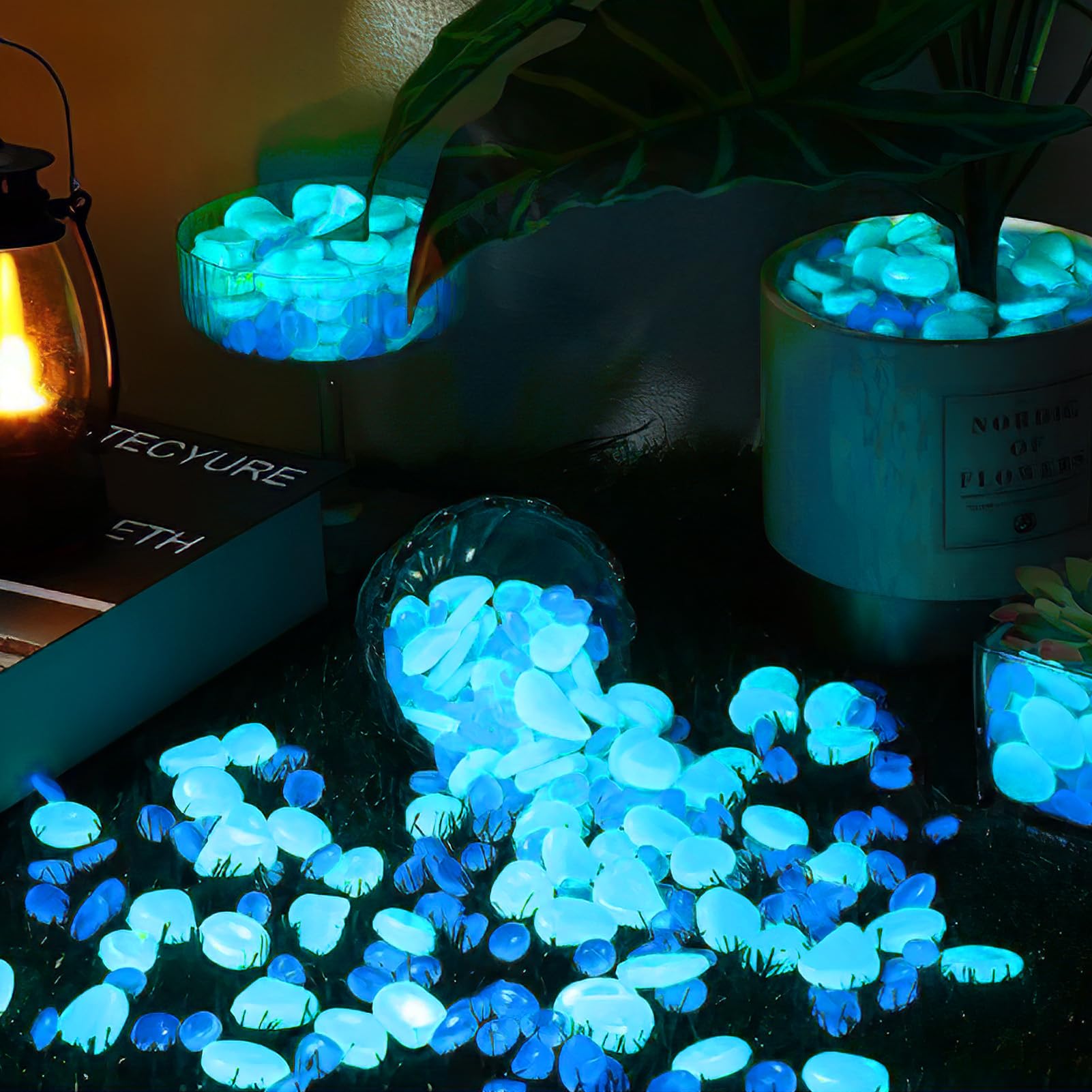 300 Pietre Luminose Per Giardino E Acquario - Ciottoli Fluorescenti Colorati Che Brillano Al Buio - Foto 4