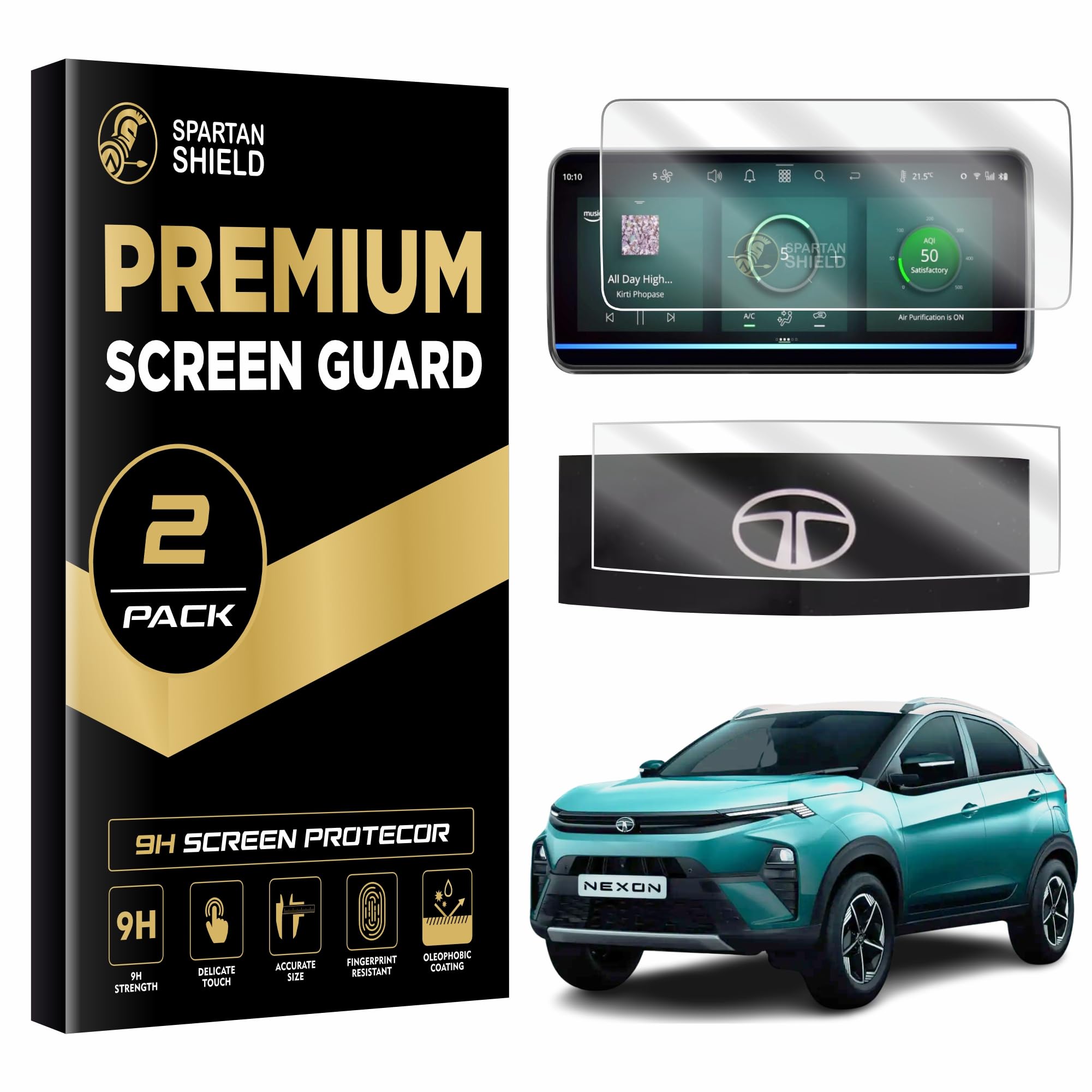 Spartan Shield Screen Guard Combo For New Tata Nexon 2023 Facelift Infotainment 10.25 Inch [Round Corners] & Steering Cluster | 9H Car Touch Display Protector Accessories [Not Tempered Glass] (B0CMDWTHGQ) Amazon Price History, Amazon Price Tracker