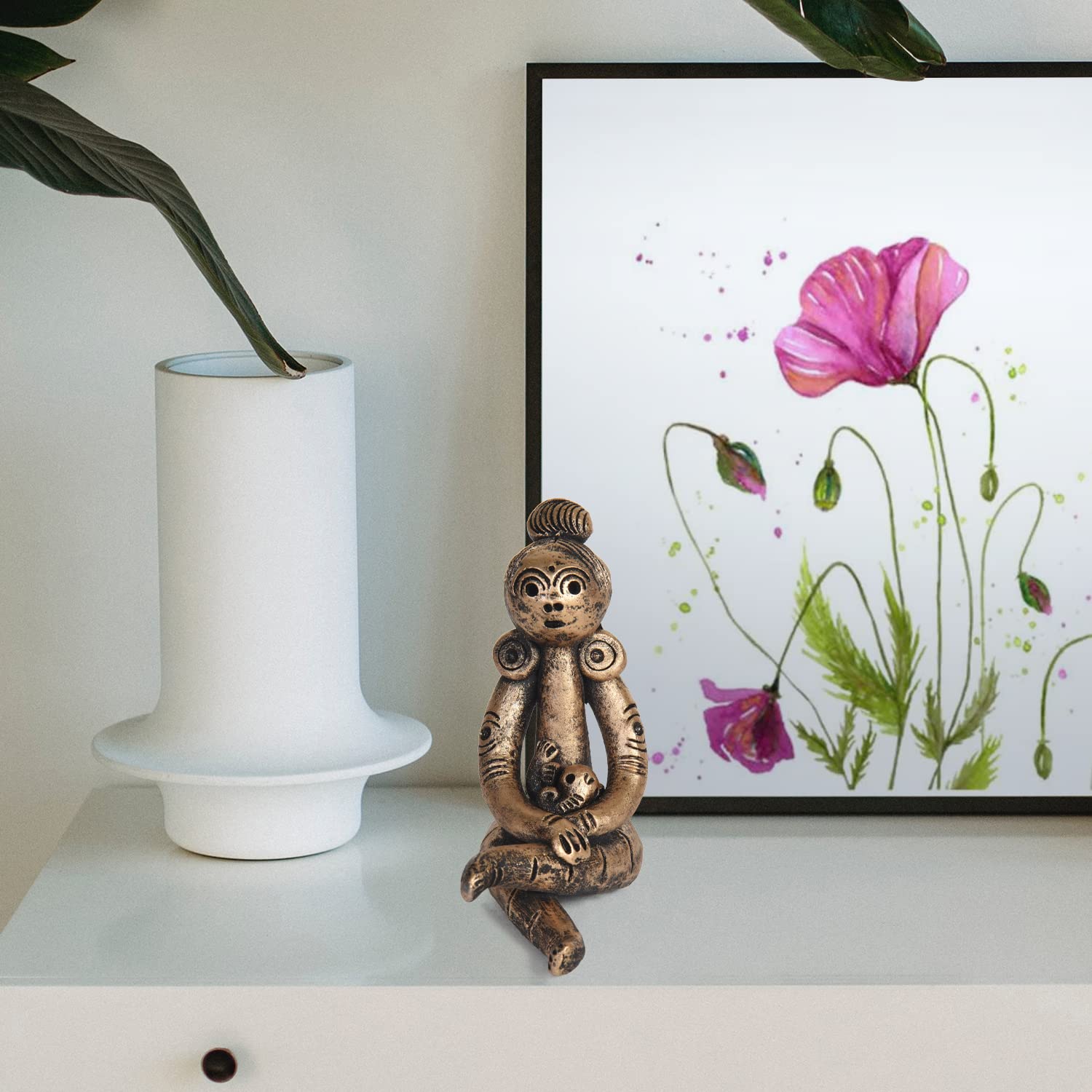 Gold  TEPA  PUTUL Art GOURI Sitting with Lord Ganesha in HER Lap