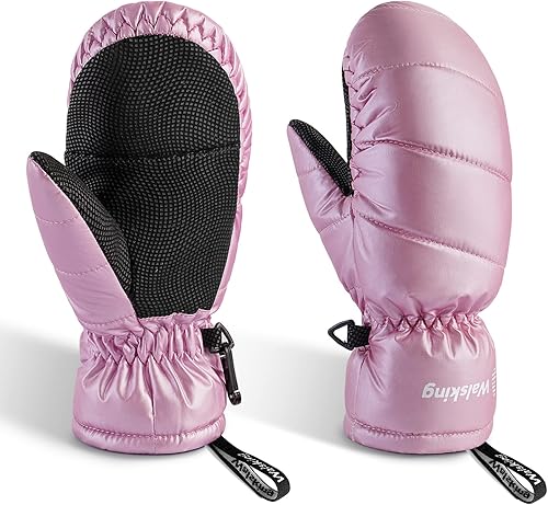 Walsking - Mitones de invierno impermeables para niños, para esquí y nieve, para niños y niñas pequeñas, guantes de snowboard cálidos