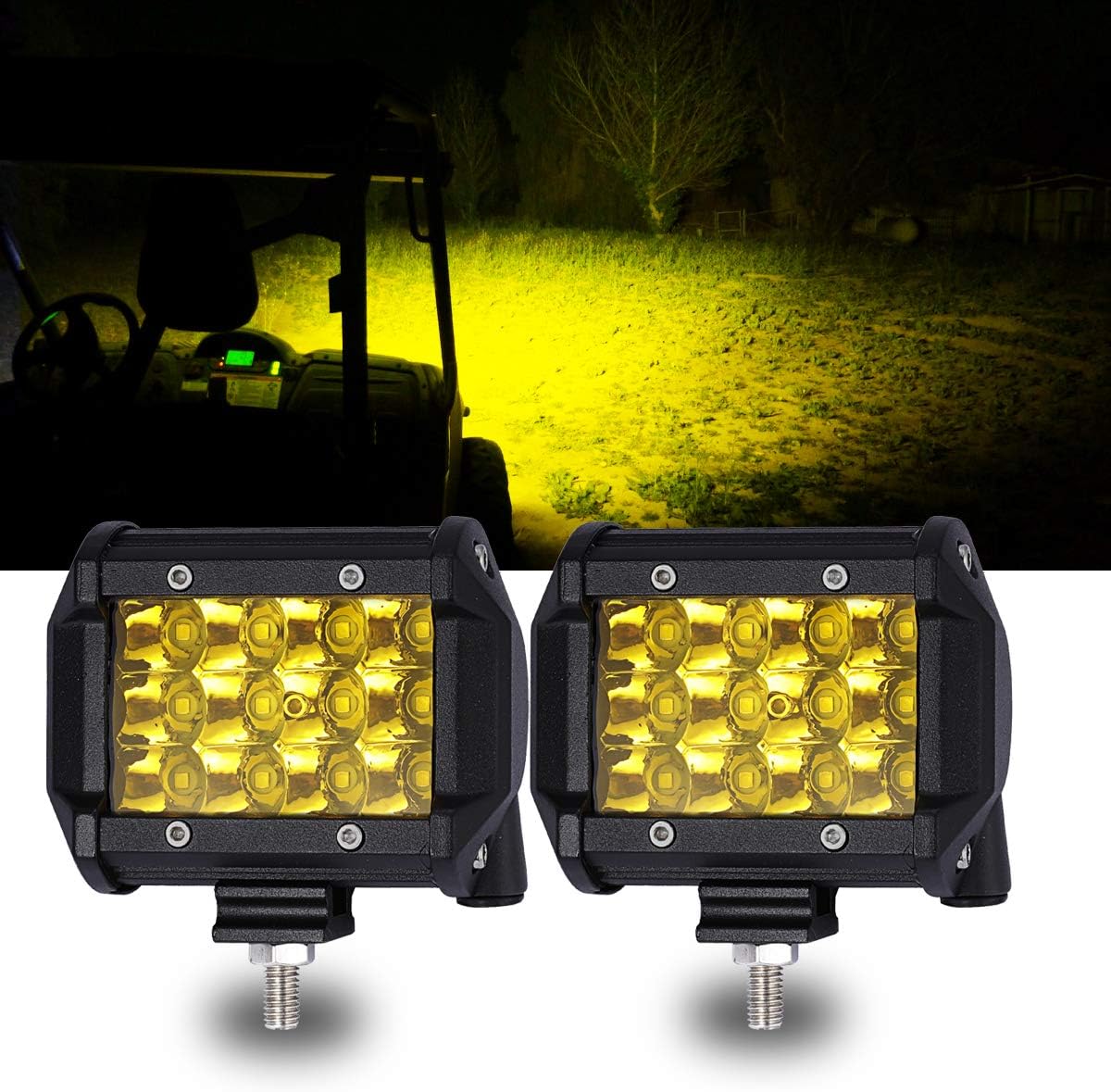 Yellow Fog Lights, Chelhead 2 PCS 4 Inch 36W Led Light Bars