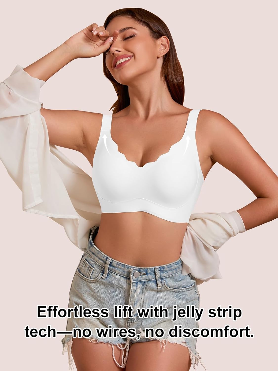 COCOMARTS Jelly Bras for Women No Underwire Seamless Push Up Scalloped Tshirt Bralettes Comfortable Wireless Everyday Bra - Image 6