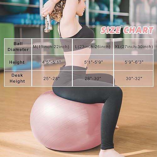 Miniatura 7 de Pelota de ejercicio, pelota de pilates para embarazo, pelota de equilibrio suiza con bomba, silla de bola de estabilidad de varios tamaños para