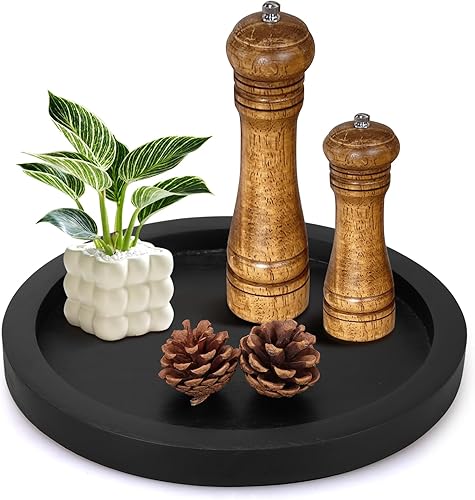 Miniatura 9 de Bandeja decorativa redonda para mesa de café, mesa de comedor, encimera, pequeñas bandejas de servir de madera, decoración de cocina de granja,