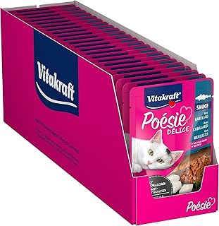 Vitakraft Katzennassfutter Poésie Délice, mit delikatem Kabeljau in feiner Sauce, für ausgewachsene Katzen, 23 Portionsbeutel, ernährungsphysiologisch abgestimmt (23 x 85g) product image