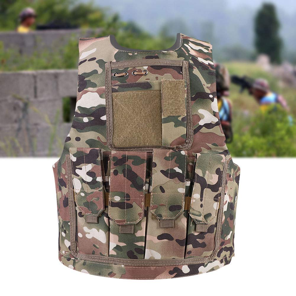 Alomejor Army Multi Terrain Camouflage Vest Camo Combat Vest para niños Juegos al aire (CP Camouflage)