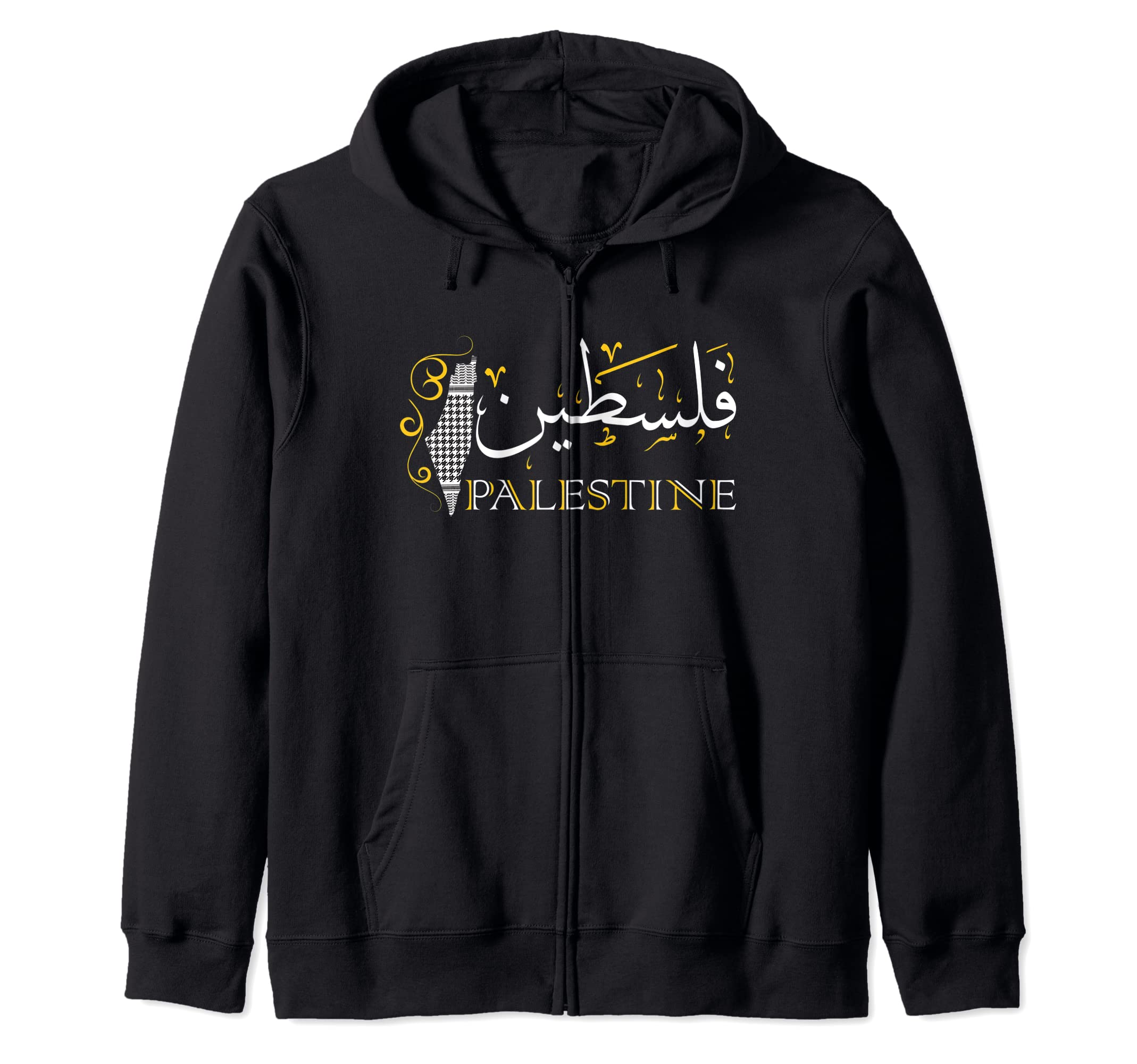 Buy Palestine Arabic Calligraphy Free Palestine Zip Hoodie Online at