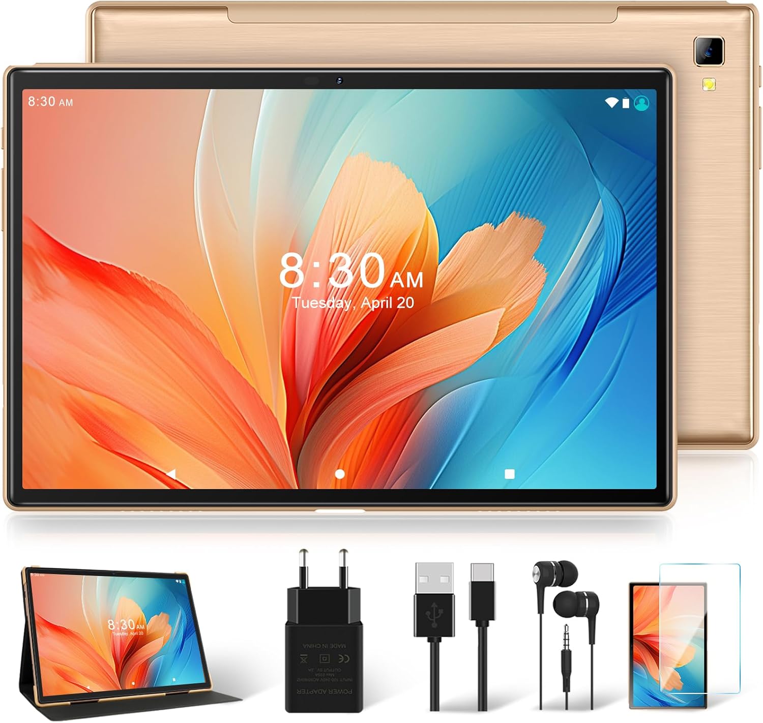 YESTEL Tablet 10 Pollici con Custodia, Android HD Tablet con 64GB ROM 1TB Espandibile, Octa-Core, Smart IPS 1280 * 800, Batteria 6000 mAh, 5 MP + 8 MP, Bluetooth, WiFi, Type-C, Oro YESTEL Tablet 10 Pollici con Custodia, Android HD Tablet con 64GB ROM 1TB Espandibile, Octa-Core, Smart IPS 1280 * 800, Batteria 6000 mAh, 5 MP + 8 MP, Bluetooth, WiFi, Type-C, Oro