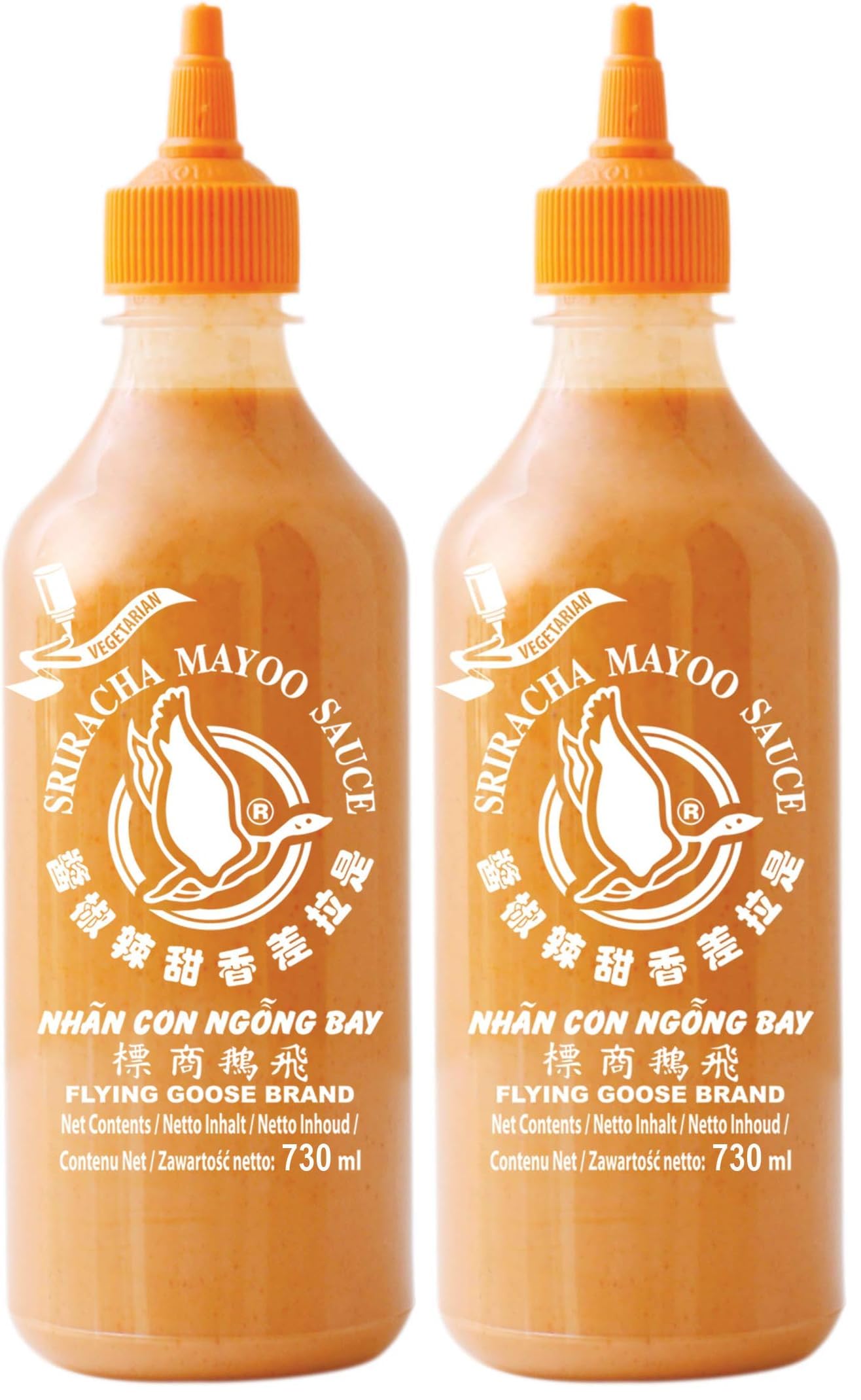 Flying Goose Sriracha Mayoo Sauce, Mayonesa, ligeramente picante, tapa naranja, salsa para condimentar de Tailandia, 1 x 730 ml — view 2