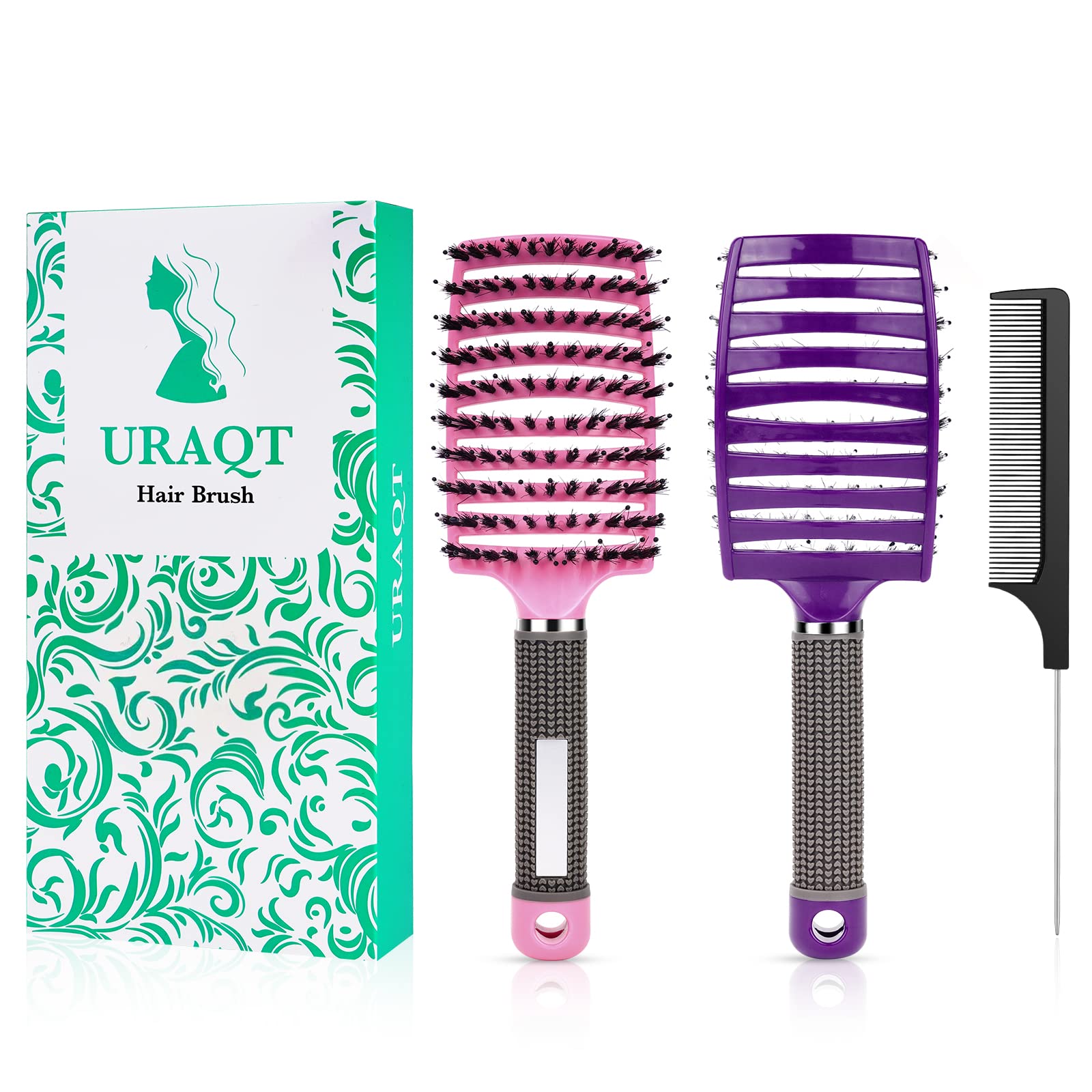 Cepillo Cerdas Jabali 2pcs Peine Pelo Rizado Antitirones Desenredante Secado Rápido