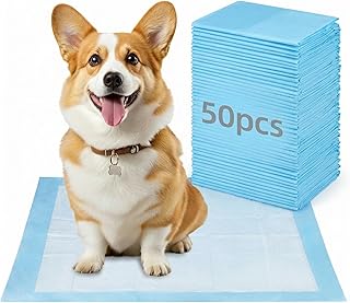 QWORK® 50 Stück Welpen Unterlagen, 55x85cm 6 Schichten Haustiere Trainingsunterlagen, Hochsaugfähige PIPI Matten, für Welpen, Kleine Haustiere