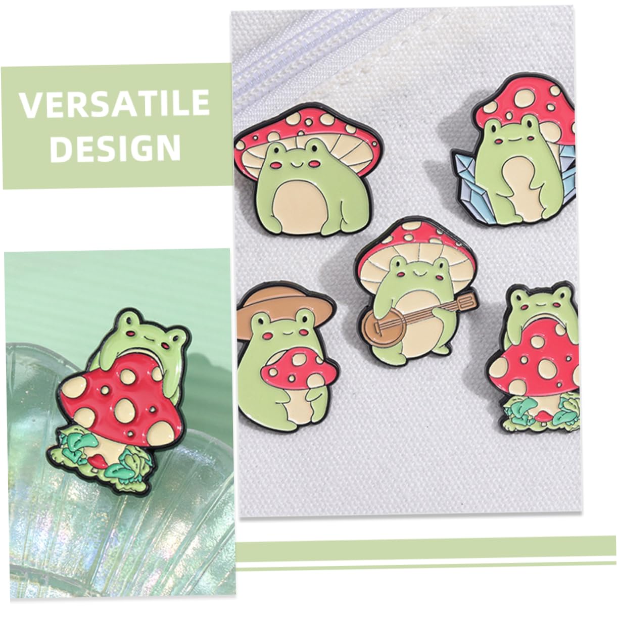 Jewelry Süße Froschpilzbroschen 5pcs Emaille Pins Tierabzeichen Set für Frauen Mode -Outfit Jewelry