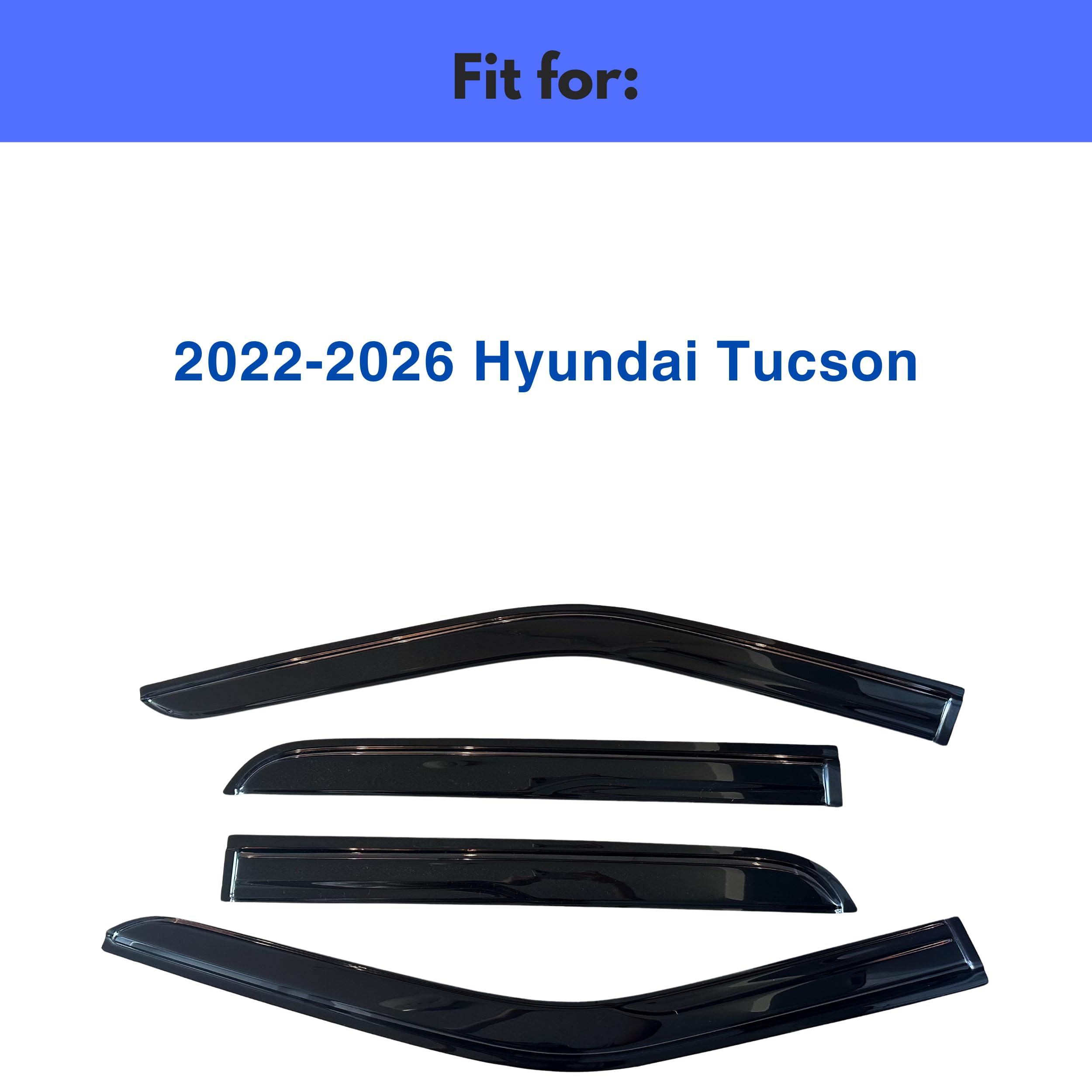 Visières de fenêtre IG pour Hyundai Tucson 2022-2026, déflecteurs de vent de protection contre la pluie extérieure 4 pièces, accessoires de voiture pour Tucson 22-26