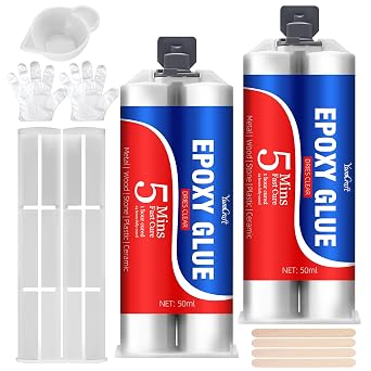 5 Minute Epoxy Glue - Epoxy Resin Glue 3.4oz, Fast Curing Clear 2 Part Epoxy Adhesive, Strong Universal Waterproof Bond Repair Glue for Metal, Plastic, Wood, Ceramic, Glass, Fiberglass and More