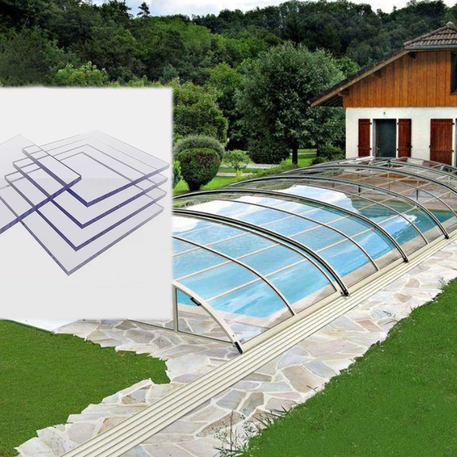 Polycarbonate Sheets Clear Acrylic Plastic Safety Sheet For Shed Windows,Greenhouse Canopy Carport DIY Project Picture Frame Roof Panels Replacement,Anti-UV,Waterproof (2mm,60x100cm(23.6x39.4in))