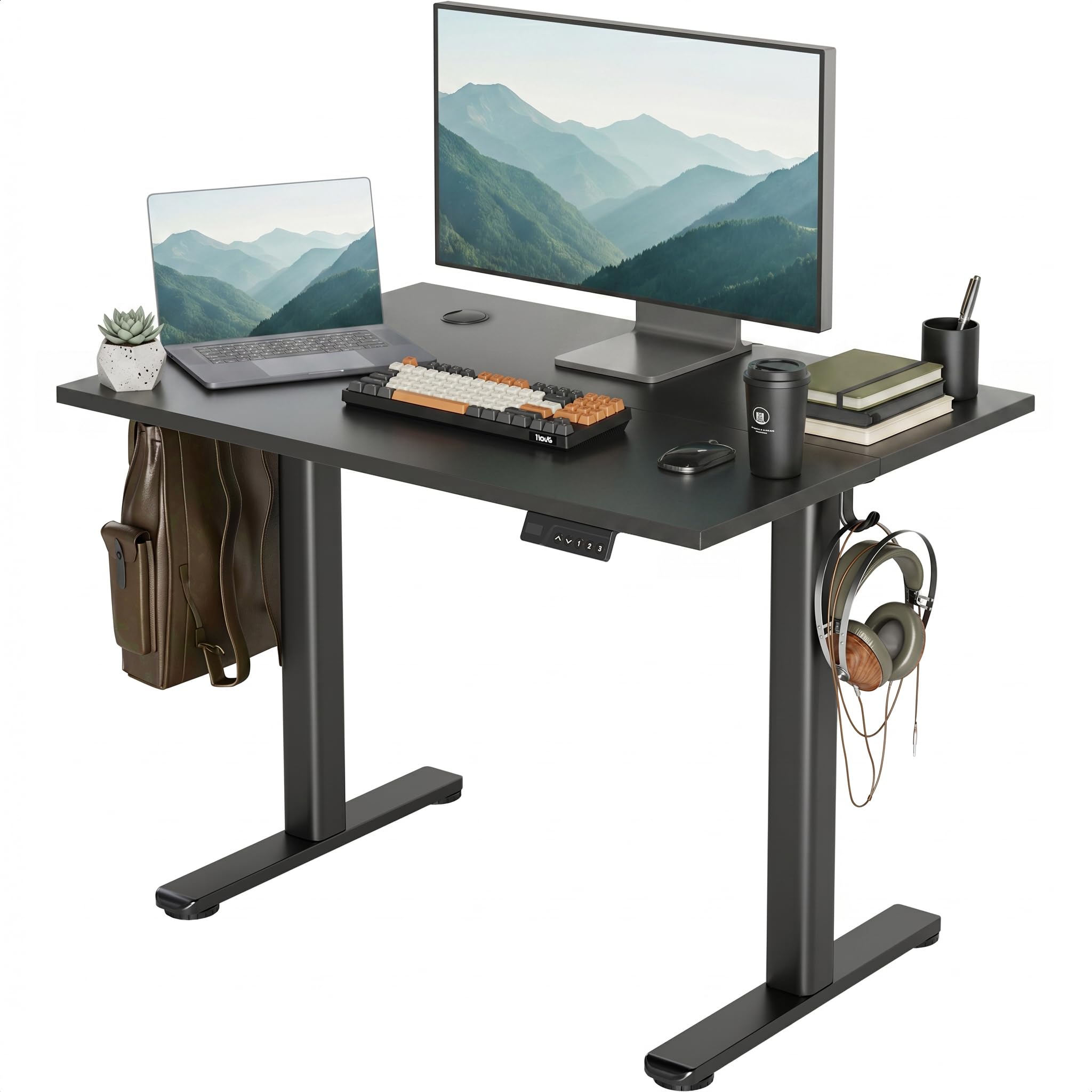 Claiks Electric Height Adjustable Standing Desk, 40x24 Inch, Deep Black