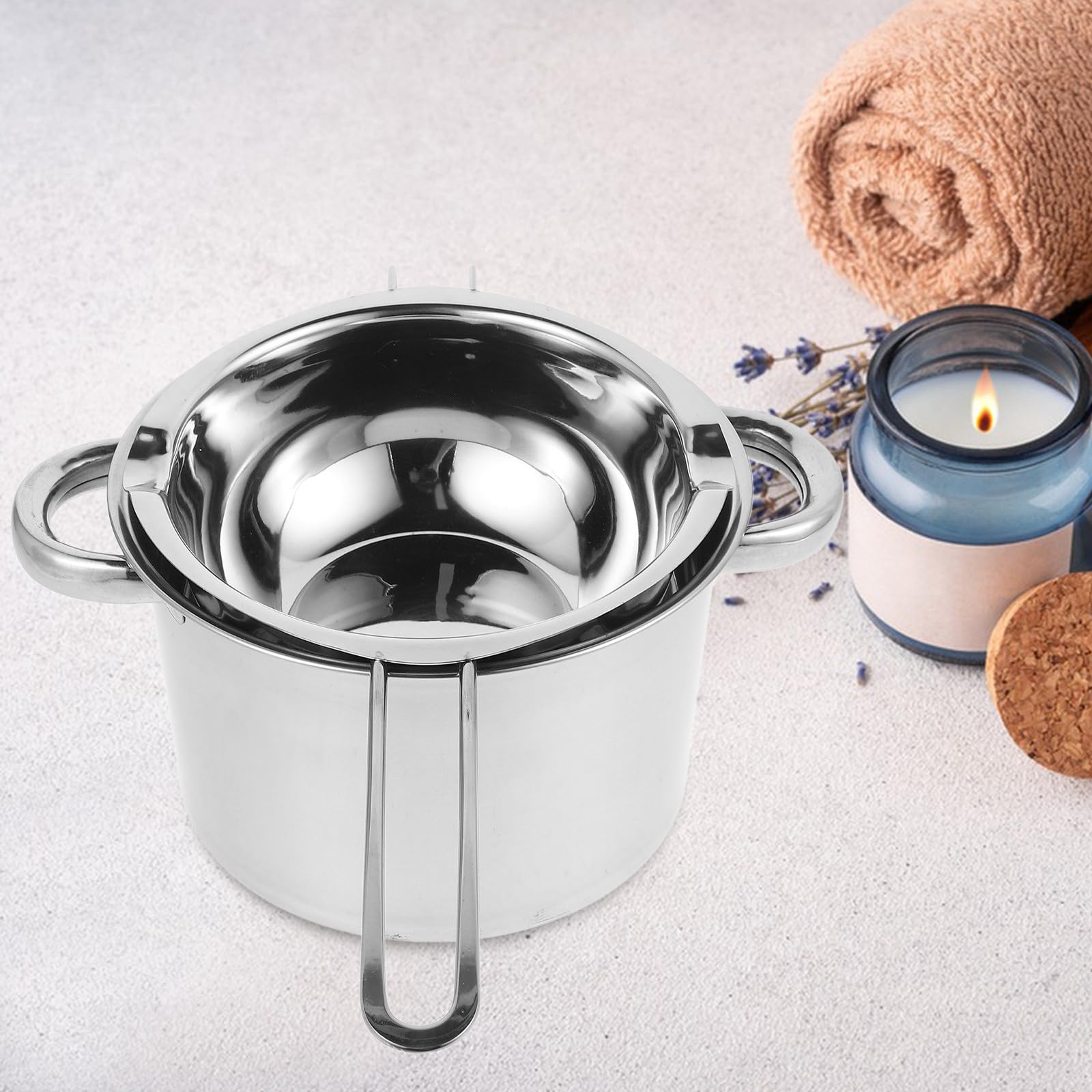 FRCOLOR Wachsschmelzer Wärmer aus Edelstahl Wachstopf 1000 Ml/2,6 L Silber für Selbstgemacht Kerzenherstellung und Basteln