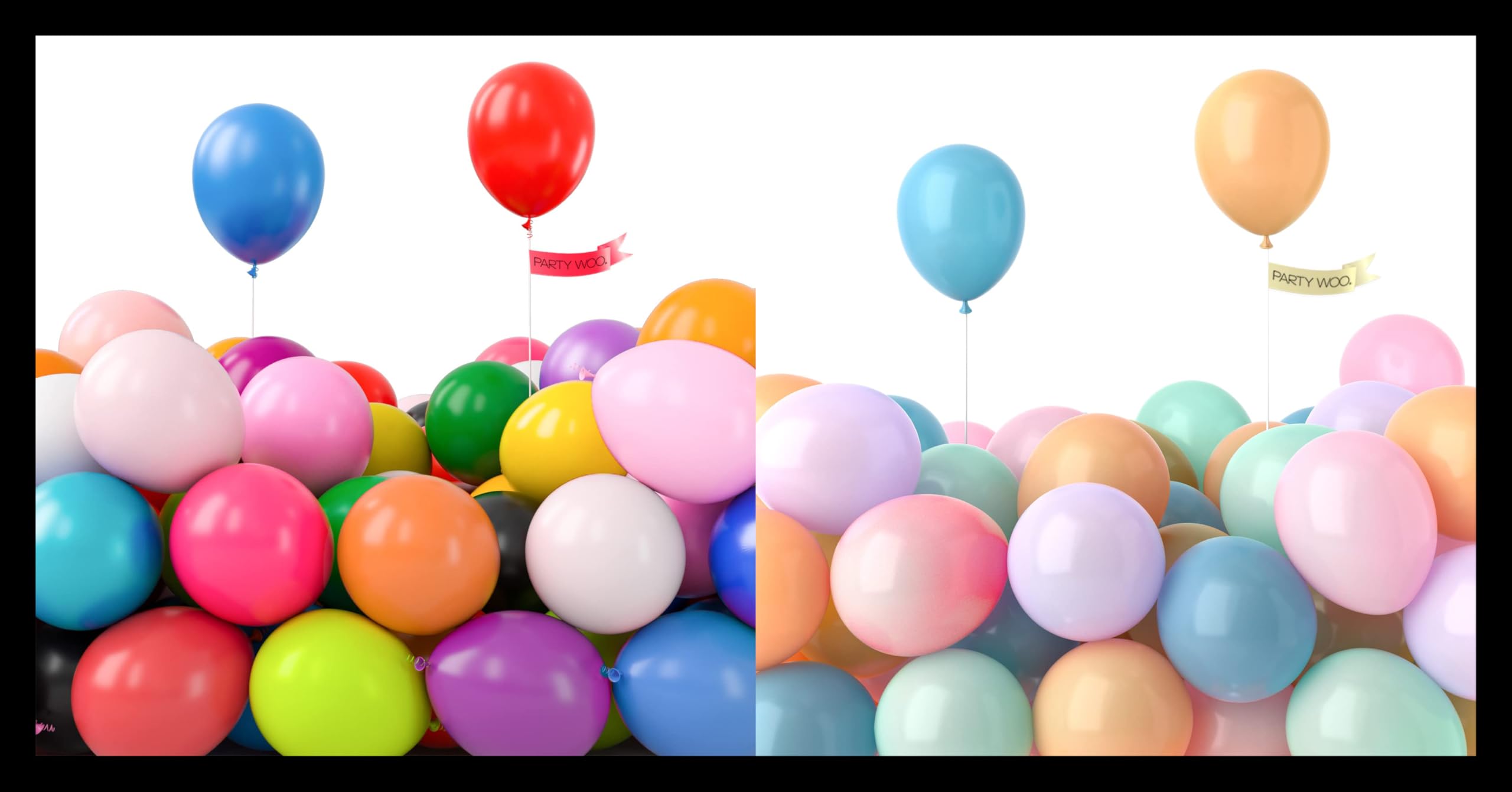 PartyWoo 120pcs 5inch Rainbow Latex Balloons Assorted Colors for Party Decorations Birthday Baby Shower Gender Reveal Female and PartyWoo Pastel Balloons 120 pcs