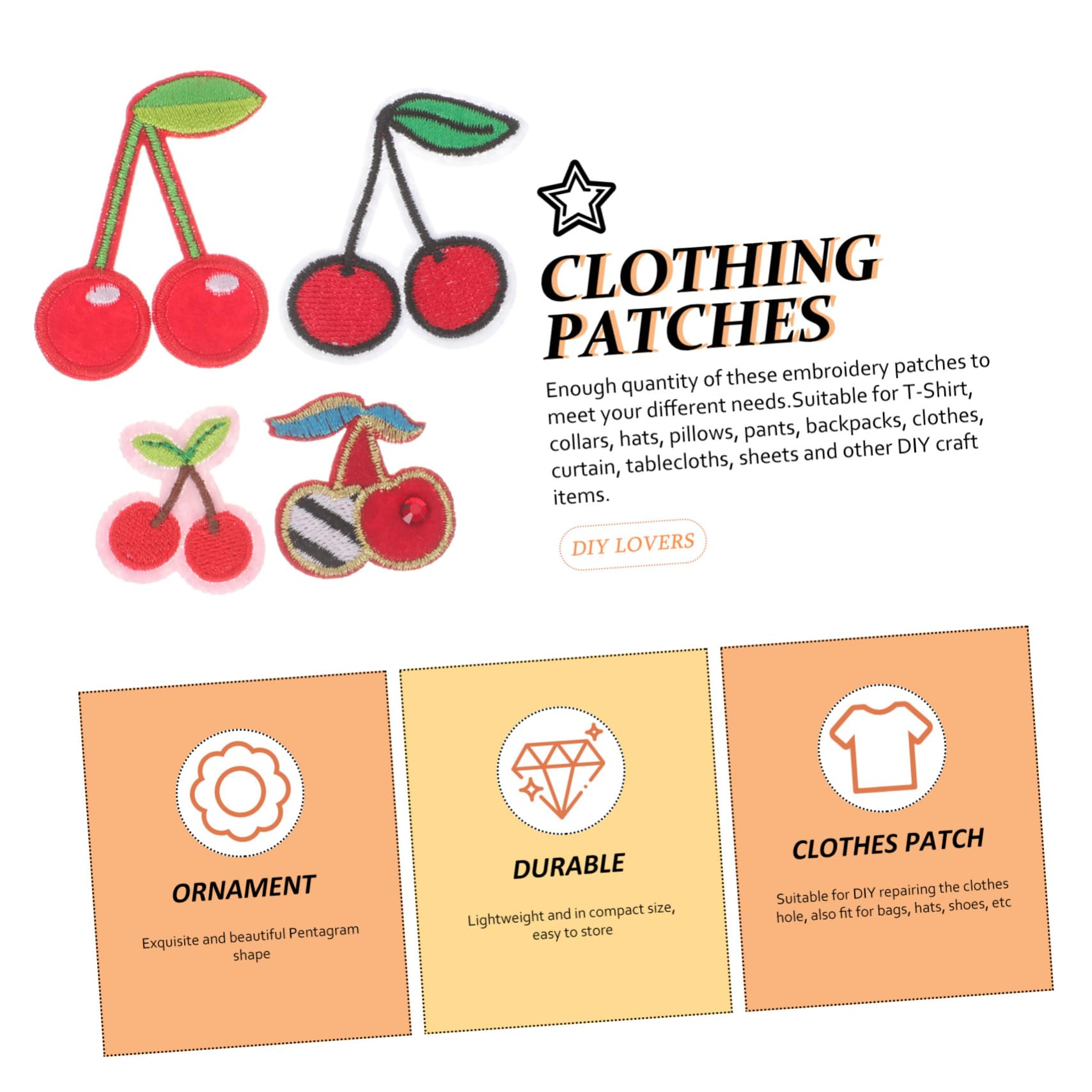 Operitacx 100stücke Kirsch-stickerei Patches Zum Aufbügeln Für Kleidung Mehrzweck Flicken Für -projekte Reparieren Von Löchern Geeignet Für Taschen Hüte Schuhe Und Mehr