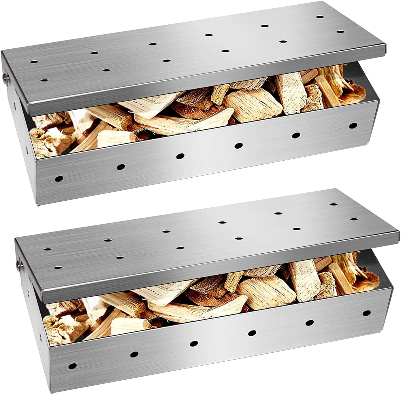 Amazon.co.jp スモーカーボックス ステンレススチールスモーカーボックス グリルBBQウッドチップ用 肉スモーキーフレーバー