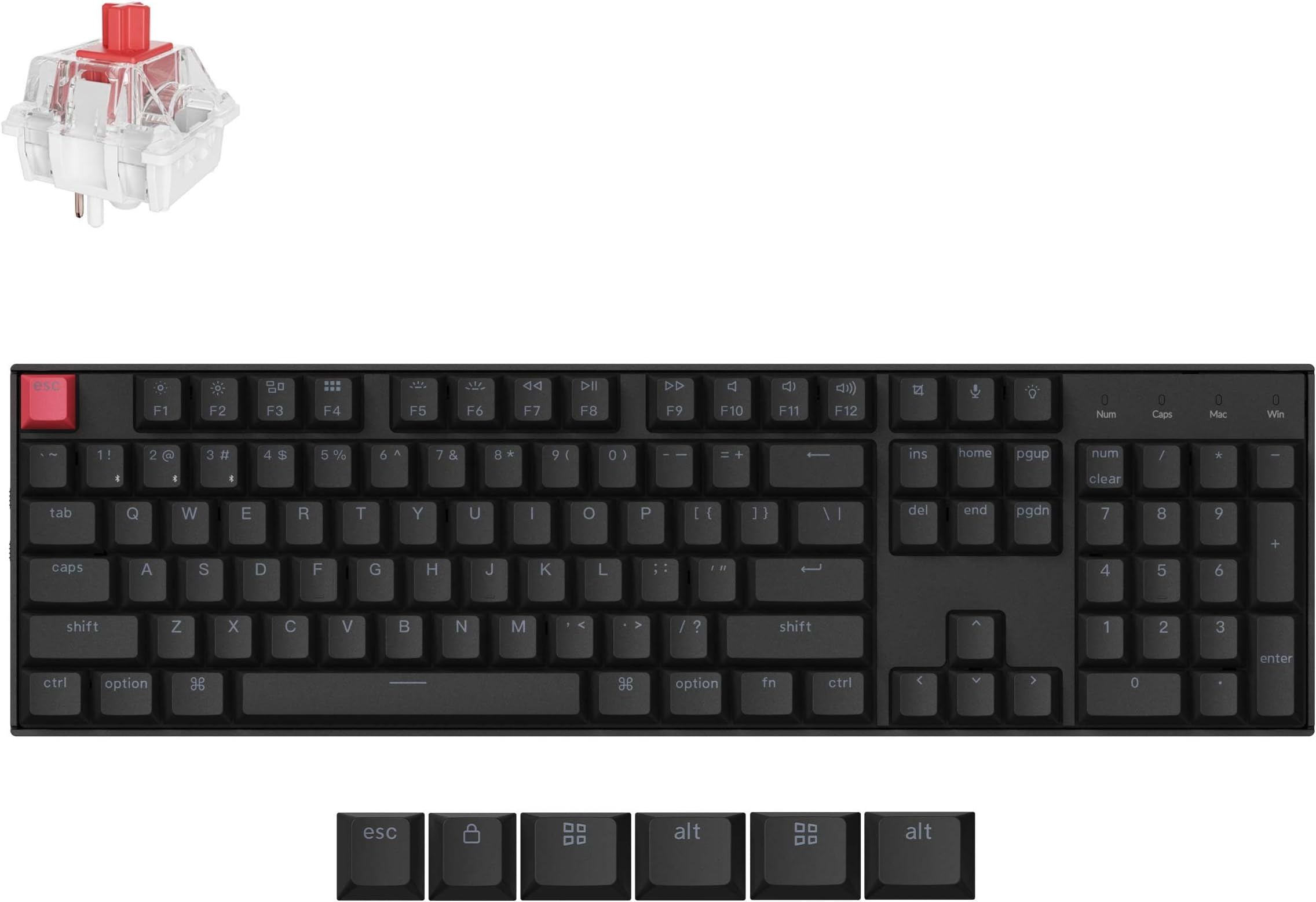 Keychron K10 Version 2, QMK Wireless Mechanical Gaming Keyboard, Full Size Super Red Switch, White LED Backlight Rechargeable USB-C Wired Bluetooth Professional Office Keyboard for Mac/Windows