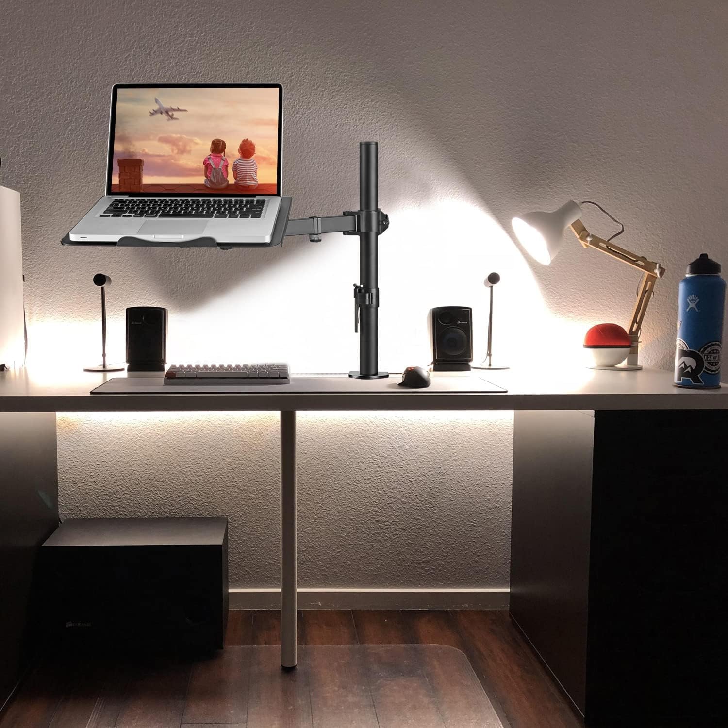 suptek Soporte 2 en 1 de Monitor y Portátil: Brazo Articulado para Pantallas 13-27" y Laptop hasta 15.6", Bandeja Ventilada, Carga 10kg, Altura Ajustable y Giro 360° (MD6421TP004)