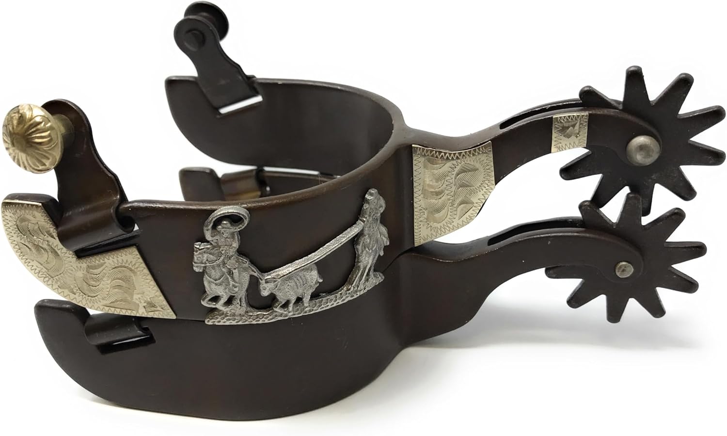AJ Tack Men's Antique Brown Team Roping Spurs