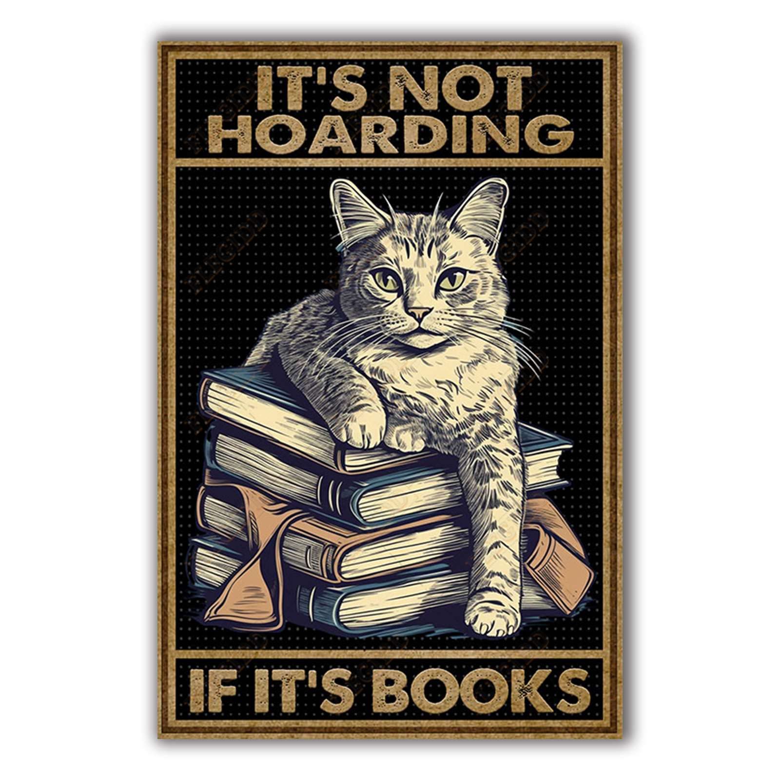 Anceky It'sHoarding If It's Books Tin Sign Vintage Metal Sign Wall Decor for Farmhouse Home Bar Backyard Cafe 12×16 Inch