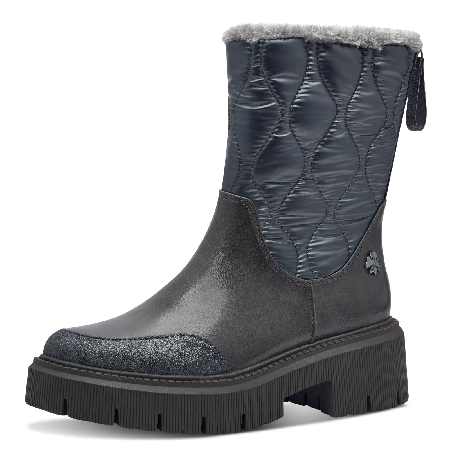 MARCO TOZZI by Guido Maria Kretschmer Women's Bootie Zip + Slip 2-86400-43 Fashion Boots, Pewter Comb, 41 EU, pewter comb, 8.5 UK