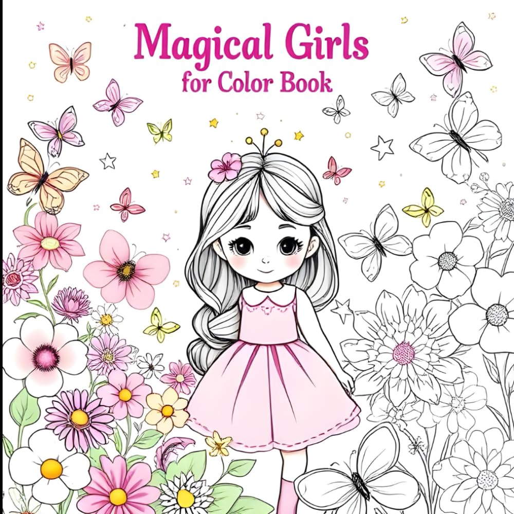 Cute Outlines for Kids, Creative Art Designs, Easy Coloring Pages, Kawaii Girls, Princess, Unicorn, Fashion & Fun Activities for Little Artists