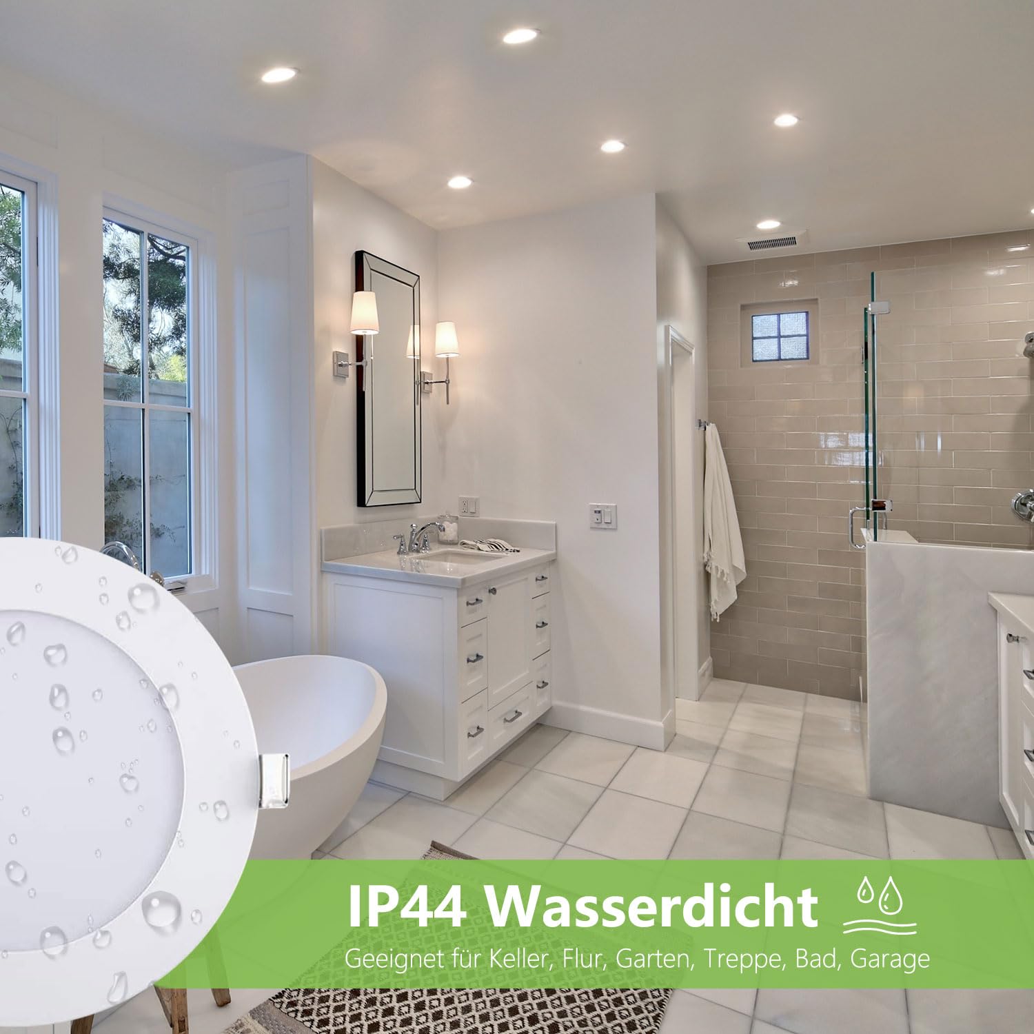 5er LED Einbaustrahler 230V, 9W 720LM Deckenspots Spotlight Dimmbar, 11mm Ultra Flach Einbauleuchten mit Trafo IP44 LED Spots Lampe für Badezimmer Küche Wohnzimmer Warmweiß 3000K Rund Panel