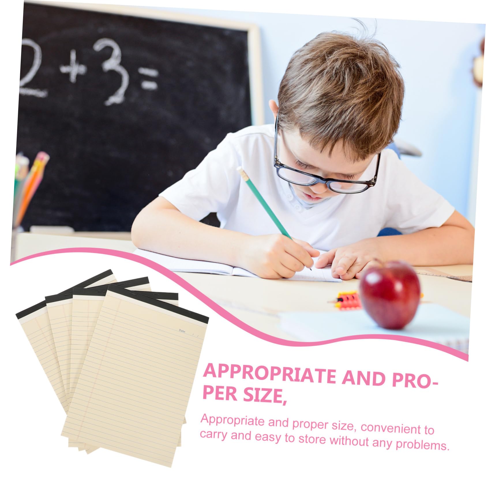 Blocco Note Quaderno Portatile Carta Beige 4 Pezzi A4 Design Strappabile senza Data in Ufficio o per Annotazioni e da Completare