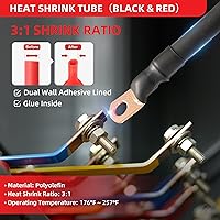 Vista 3 de RED WOLF Terminales de alambre de cobre 4 AWG 3/8 pulgadas, conectores de cable de batería, conector de cobre, 10 unidades, con tubo termorretráctil