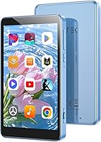 AGPTEK T08X 96GB MP3 Player with Bluetooth WiFi Android 14, 4" HD Screen, Spotify Audible, Up to 1TB Expandable - Blue