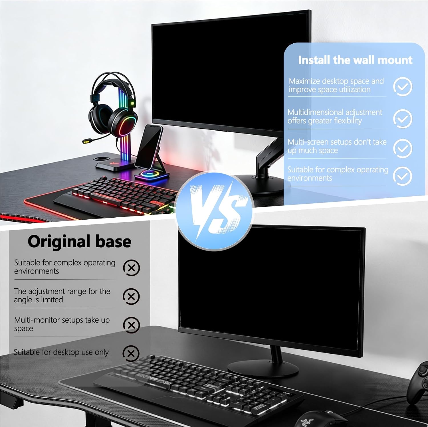 sa242y VESA Mount Adapter Compatible with Acer 24" SA2 Series and SH2 Series Monitor (Fits sa242y, sh242y) - 75x75 to 100x100 Wall Mount Bracket