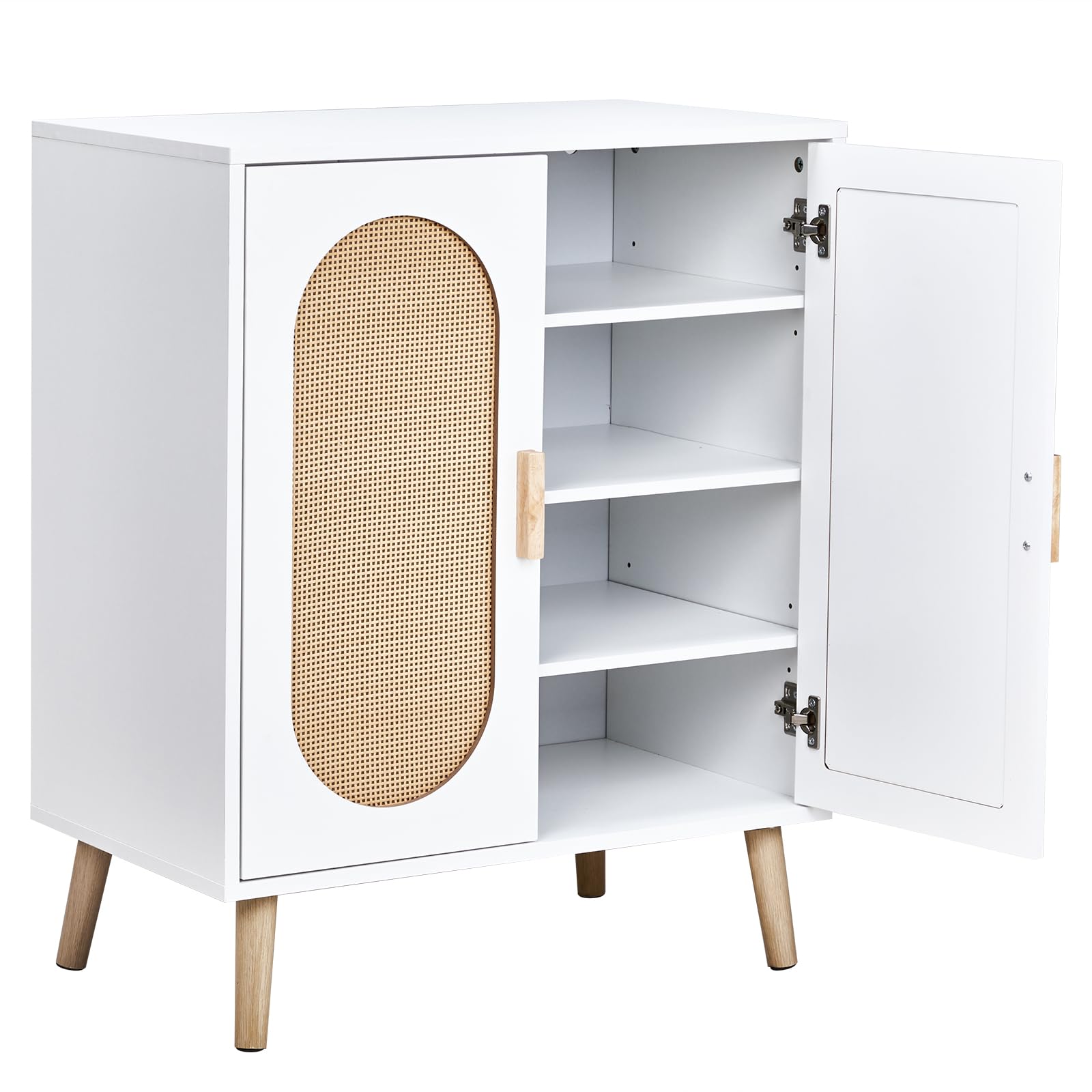 Shoe Cabinets with Doors Entryway,Freestanding Shoe Cabinet with 2 Doors& Adjustable Shelves, Wooden Shoe Organizer for Entryway, Hallway, White