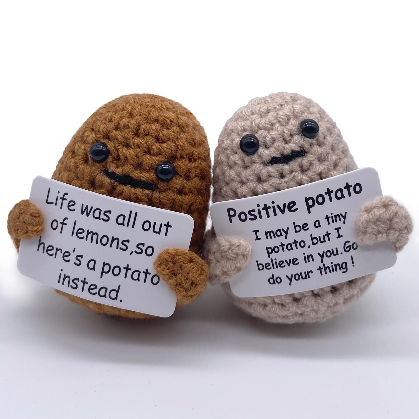 Positive Energy Kartoffel – Lustiger Glücksbringer Als Schlüsselanhänger, Handgemachte Strickpuppe, Perfektes Geschenk Für Gute Laune