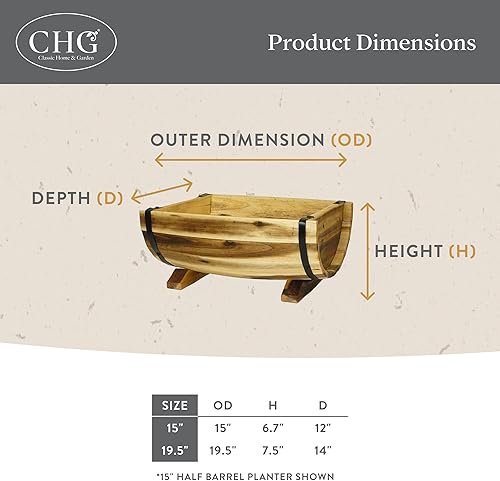 Miniatura 4 de Classic Home & Garden 160015 Maceta de medio barril, acacia