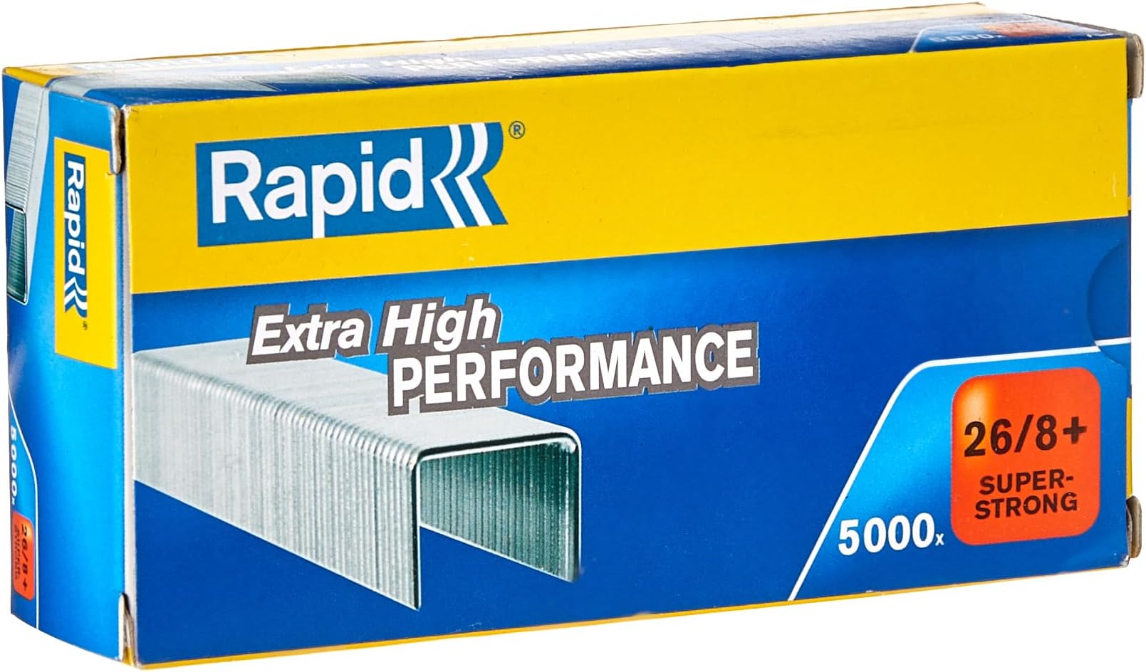 26/8+mm Super Strong Staples, For Stapling up to 50 Sheets, Use with Desktop Staplers and Pliers, Galvanised Wire, Box of 5000, 24862200