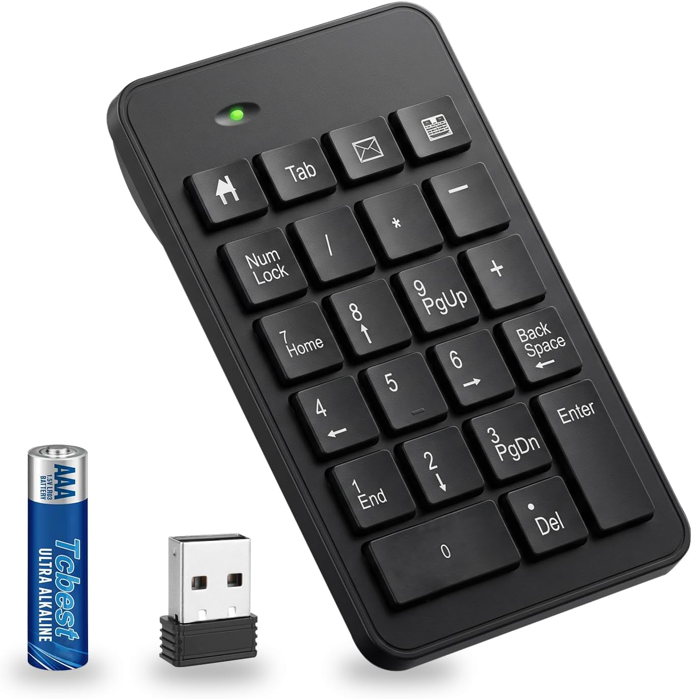 Wireless Number Pad with Battery, Enhanced Efficiency with 23 Keys Numeric Keypad Upgraded Version of 10 key USB Keyboard Financial Accounting Numpad for Laptop, PC, Notebook, Desktop,Surface Pro